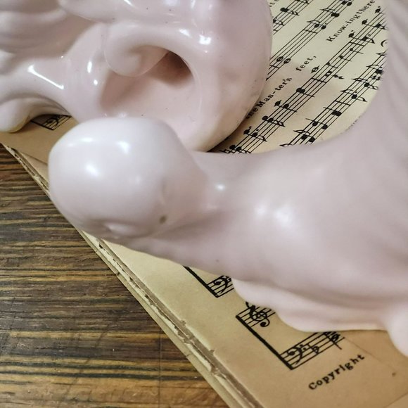 Cornucopia Ceramic Vase/Planter Pink and White set of 2 - Picture 7 of 12